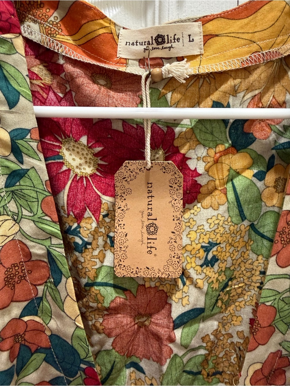 Natural Life Sophia Wrap Maxi Dress in gold vintage floral print large NWT - Picture 6 of 8